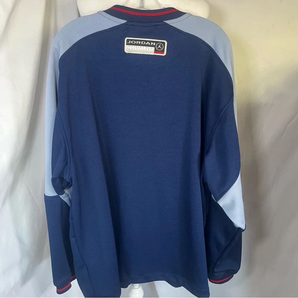 Air Jordan Vintage Retro Snap‎ Front Jacket Navy Light Blue Red Large Bball Nike